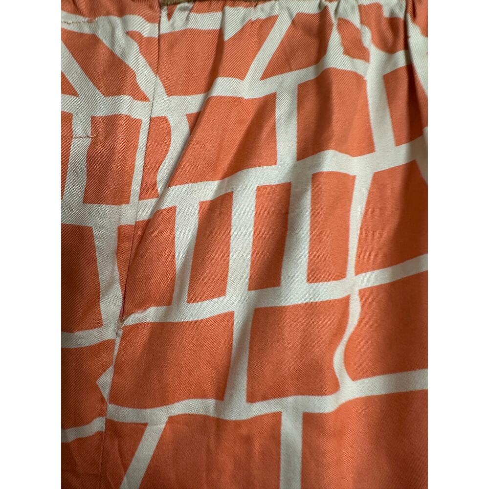 Dusen Dusen Geometric Grid Print Midi Skirt size XS Coral Peach Ivory - Picture 10 of 10